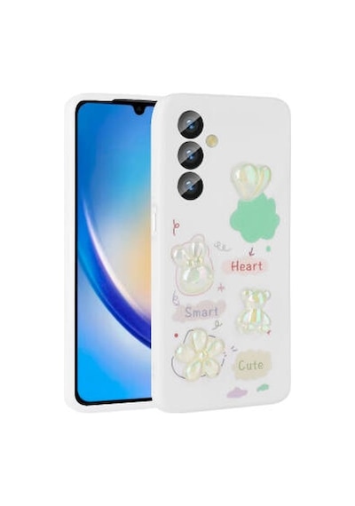 Lexroo Samsung Galaxy Uyumlu A24 Kabartma Figürlü Parlak Toys Silikon Kılıf - Beyaz