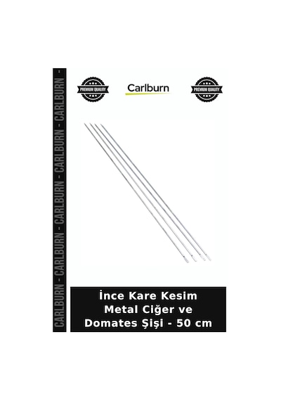 Özel Üretim Mangal Piknik Mutfak Aksesuar İnce Kare Kesim Metal Ciğer Ve Domates Şişi - 50 Cm