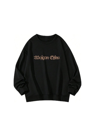 Startmore Heart Pattern Drop Shoulder Pullover Siyah Siyah