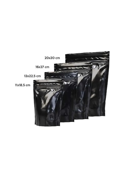 Siyah Alüminyum Doypack 16x27 Cm - 100 Adet