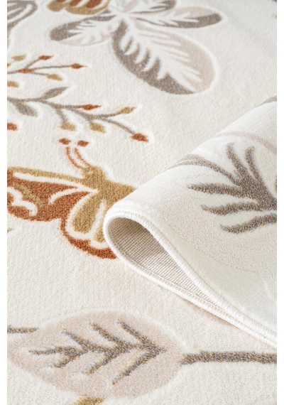 Cotto Cool Cl006r Krem Çiçek Desenli Modern Halı Şık Akrilik Kaymaz Taban Kolay Temizlenebilir