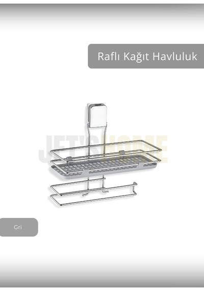 Jet's Home Yapışkanlı Raflı Kağıt Havluluk Paslanmaz Peçetelik Çelik Banyo Havluluk Düzenleyici Gri Gri