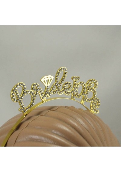 Partivitrini Bride To Be Parlak Taşlı Gold Metal Bekarlığa Veda Partisi Taç