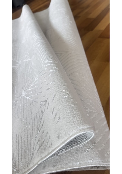 Elvey Home Krem Açık Gri Saten İnce Sık Dokuma Parlak Yüzey Kaymaz Salon Koridor Halısı Kdfelvmakhal Krem.a.gri