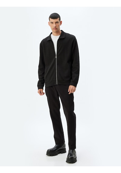 Koton Chino Pantolon Gabardin Cep Detaylı Düğmeli Pamuklu Siyah 5wam40038hw Siyah
