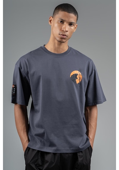 Maraton Sportswear Oversize Erkek Bisiklet Yaka Kısa Kol Basic Antrasit T-shirt 23243-antrasit