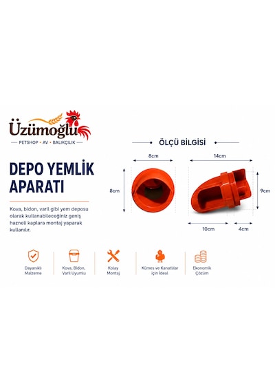 1 Adet Depo Yemlik Aparatı Kova, Bidon Ve Varil Uyumlu Tavuk, Civciv, Bıldırcın Ve Kanatlı Yemlik Aparatı