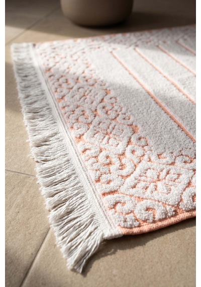 Aflora Turuncu %100 Pamuk Ayak Havlusu - 60x130 Cm Beyaz