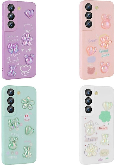 Galaxy S21 Fe Uyumlu Kabartma Figürlü Parlak Zore Toys Silikon Kılıf-pembe Pembe