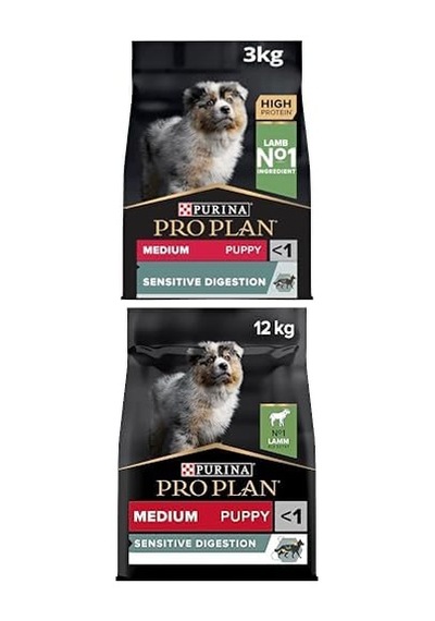 Pro Plan Puppy Sensitive Digeston Kuzu Etli Yavru Köpek Maması 12 Kg+ 3 Kg