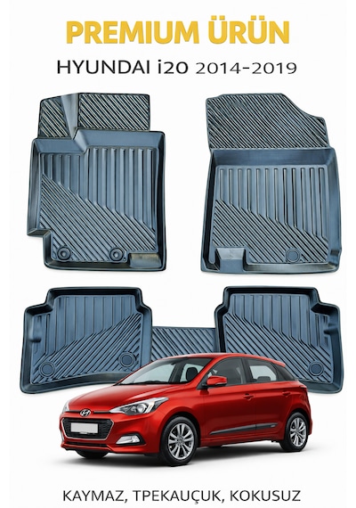 Hyundai İ20 2014-2019 İle Uyumlu 3d Oto Paspas Premium
