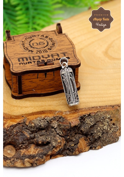 925 Ayar Gümüş Ayetli Zülfikar İşlemeli Silindir Kolye 201024586 Gümüş