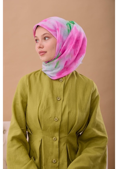Silk Home Olinda İpek Eşarp 47004-25 Gümüş, Pembe, Yeşil, Koyu Yeşil