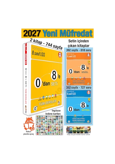 8. Sınıf 2027 0'dan 8'e Konu Anlatımlı Soru Bankası Seti İngilizce Kelime Kartları
