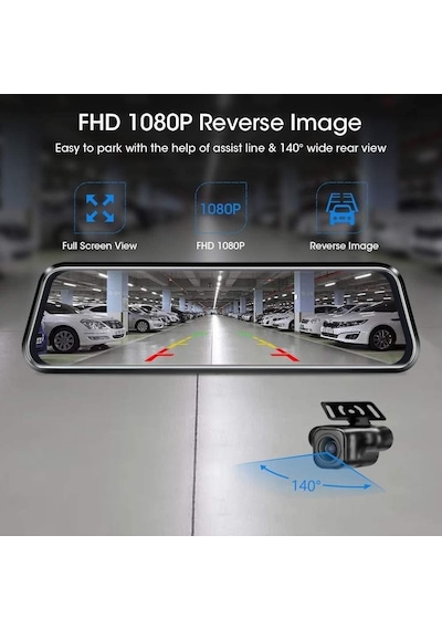 Schitec 10.7 Full Hd 1080p Aynalı Araç İçi Dual Kamera Kayıt Cihazı H01