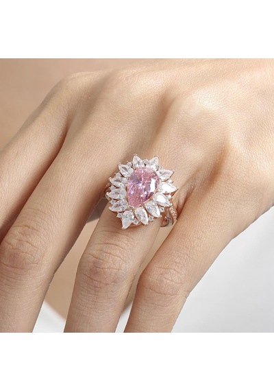Mia Vento Effective Diamond Londra Tutkusu Rose Renk Pink Taşlı Gümüş Yüzük