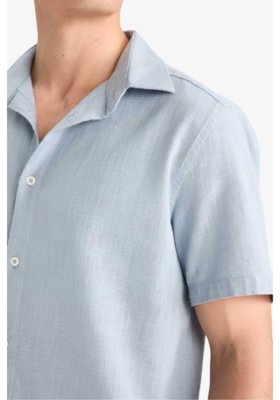 Defacto %100 Pamuk Regular Fit Polo Yaka Yazlık Kısa Kollu Gömlek D8613ax25smbe524 Mavi