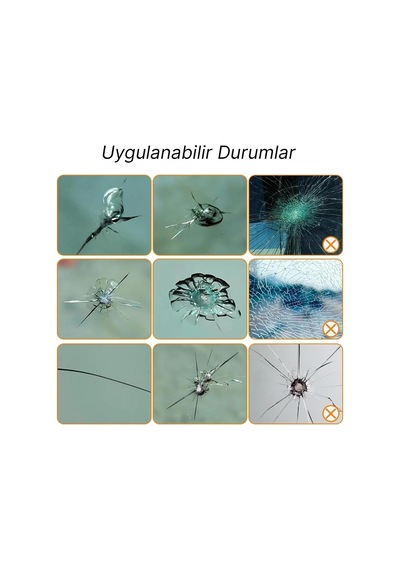 Araç Ön Cam Kırık Çatlak Giderici Hızlı Tamir Kiti 2,5 Cm Çap Kadar Uygundur, 3ml 5 Film
