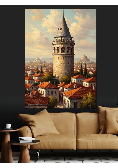 Ahşap Tablo Kırmızı Tarlada Tek Başına Ağaç