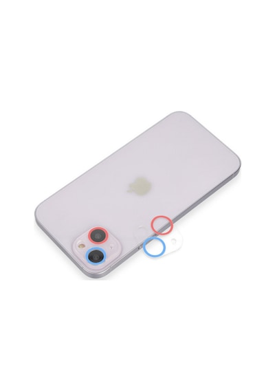 İphone 13 Renkli Kamera Lens Koruma Cam - Pembe-mavi