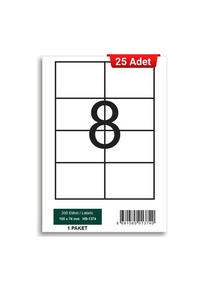 Herboy Hb-1374 105 X 74 Mm A4 Laser Etiket 25 Adet