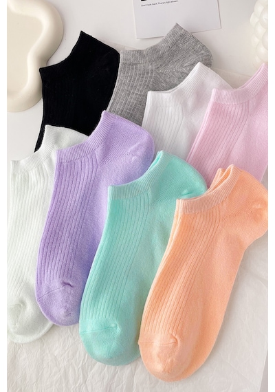 Bgk Unisex 8 Çift Renkli Soft Çizgili Çorap Çok Renkli