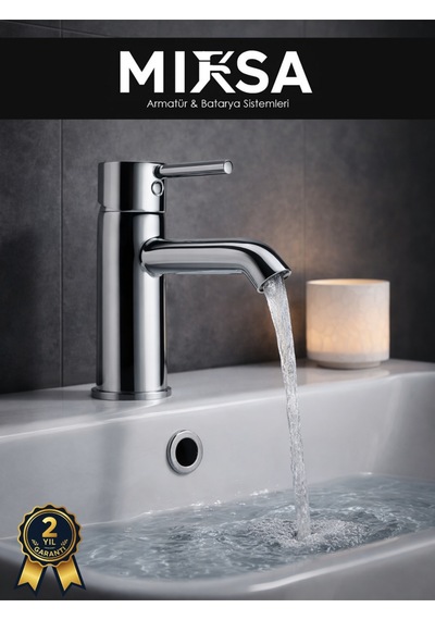 Krom Sabit Banyo Lavabo Musluğu Bataryası