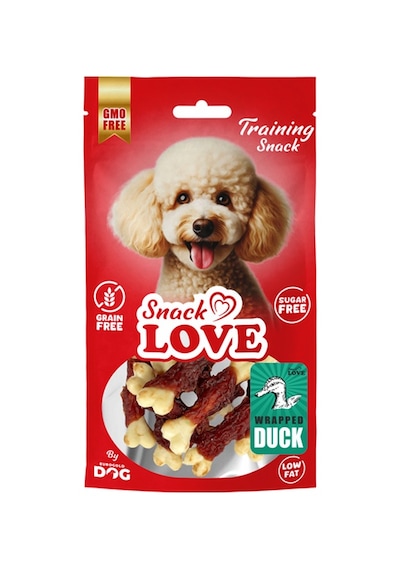Snack - 933 - Love Köpek Ödülü Burgulu Kalsiyum Kemik Çubuk Üzerine Sarılı Ördek Etli 7 Cm - Tglounge - 70 Gr