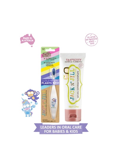 Jack N Jill Doğal Diş Bakım Seti Monkey&unicorn Diş Fırçası & Ahududu Aromalı Macun 50g
