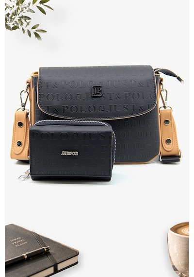 Just Polo Siyah Taba 1002 Yeni Sezon Kolon Askili 4 Bolmeli Kadin Omuz Cantasi 21x16cm 4062 Siyah - Taba