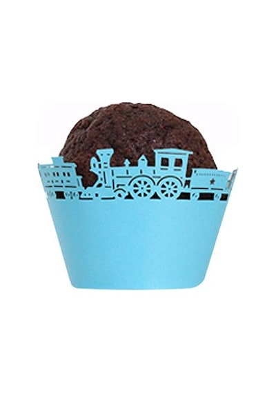 Mavi Tren Muffin Cupcake Kenar Süsü 10 Adet