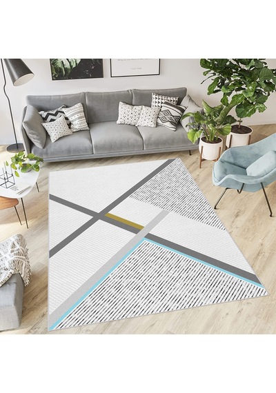 Rovigo Home Dijital Baskı Yıkanabilir Kaymaz Taban Salon Halısı Rvg1852-sm365 Gri