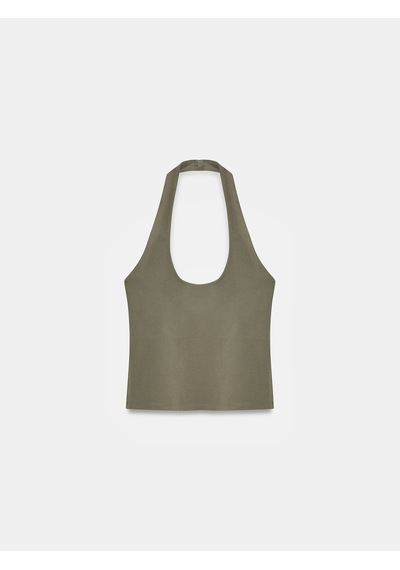 Dilvin 32726 Halter Yaka Top-haki