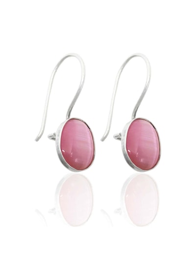 Oya Silver Pembe Sedefli Sallantılı Gümüş Kadın Küpe 2.3x0.9 Cm