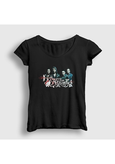Presmono Kadın Band Bullet For My Valentine T-shirt Siyah