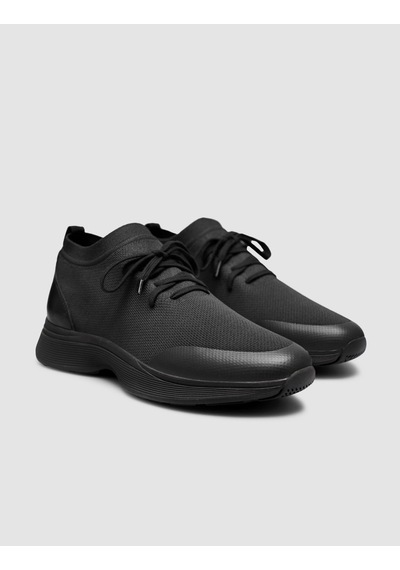 Cabani Triko & Hakiki Dana Deri Siyah Erkek Sneaker Siyah