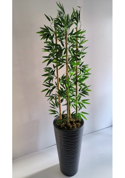 Rüzgar Yapay Çiçekçilik 180 Cm Kumsal Saksıda Bambu Yeşil