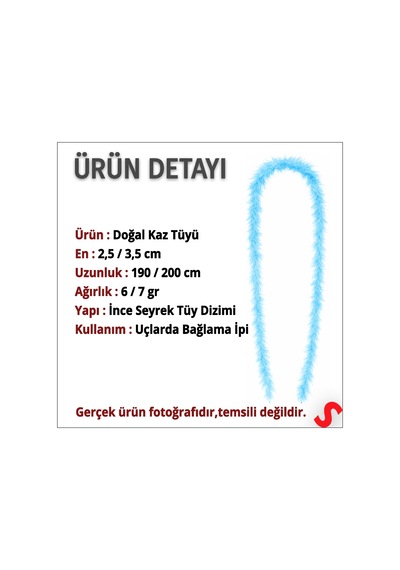 Mavi İnce 7 Gr Otriş Boa Tüy, 3,5 Cm X 2 Mt 1+