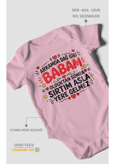 Morivokids Babaya Özel Kısa Kollu Bebek Body %100 Pamuk Zbn286-kk Koyu Pembe
