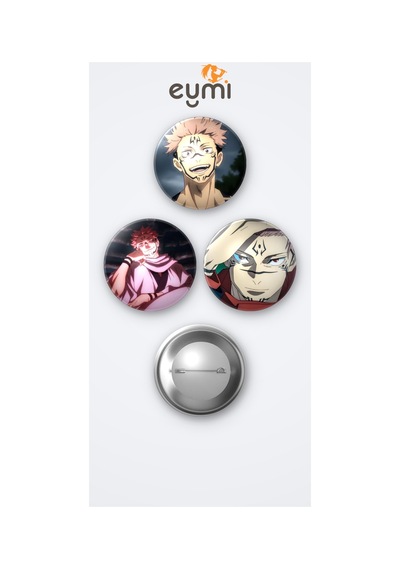Jujutsu Kaisen Animesi Sukuna 3'lü Metal Rozet Seti 58mm İğneli Buton Çanta Yaka Rozeti Çok Renkli