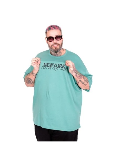 Cusseli Büyük Beden Unisex Bisiklet Yaka Tshirt New York 26204 Çağla