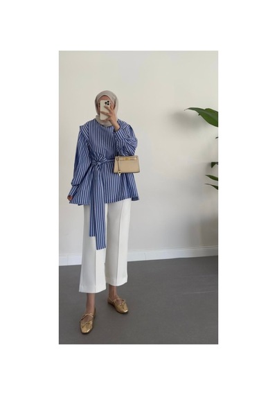 Unika Boutique Çimalı Scuba Lüx Kalite Pantolon Beyaz