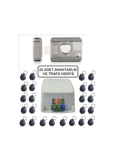 Kale Sessiz+güvenli Manyetik Elektrikli Trajlı Apartman Kapı Kilidi Motorlu Otomat+kartlı Sistemi+trafosu+25 Çip