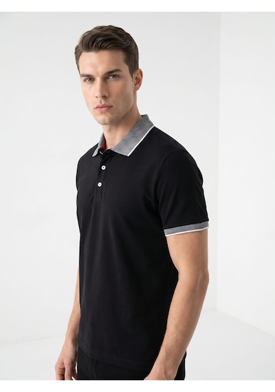 Giyim Dünyası Erkek Polo Yaka Kısa Kol Tshirt Siyah