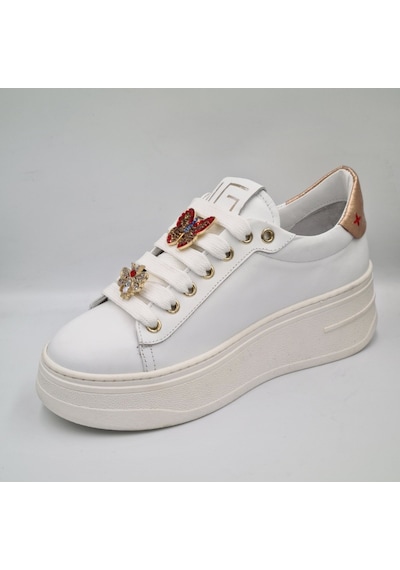 Greyder 59273 Beyaz Altın Hakiki Deri Kalın Taban Kadın Sneaker Beyaz
