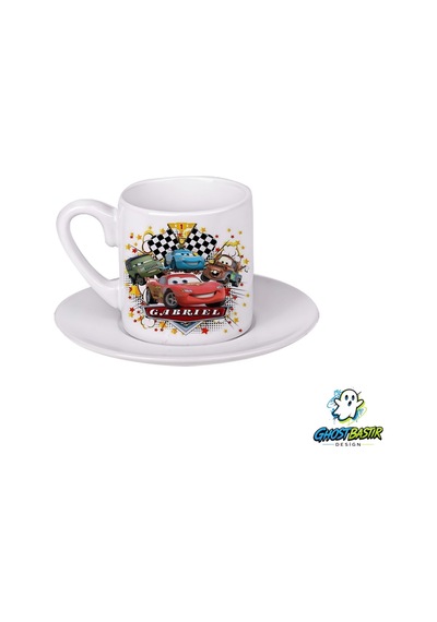 Cars Mcqueen Türk Kahvesi Fincanı 0112 Beyaz