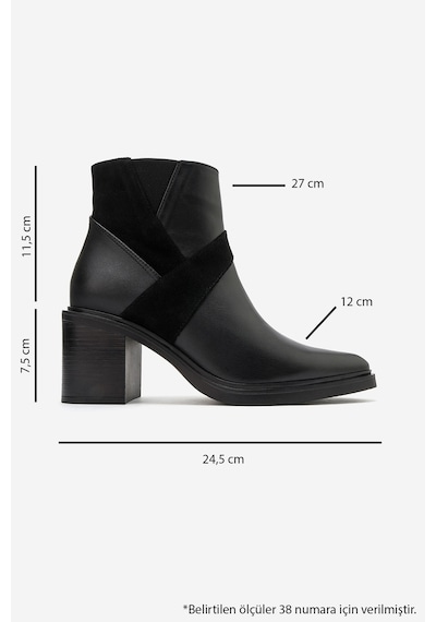Luvi Shoes Jessıca Siyah Cilt Süet Hakiki Deri Kadın Kalın Topuklu Bot