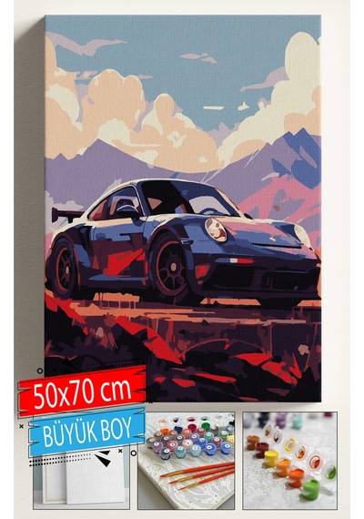 Sayılarla Boyama Seti Numaralı Tuval Fırça Boya Dahil Kasnaklı Set 50x70 Cm - Porshe
