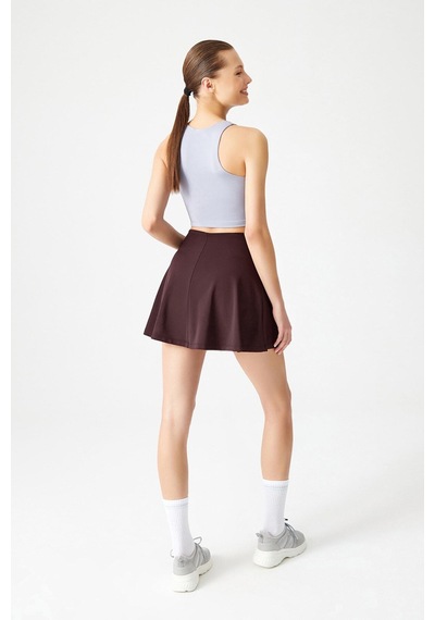 Los Ojos Bordo 2 Katmanlı Pileli Tenis Eteği - Spor Etek Tennis Skirt2 Şarap Rengi