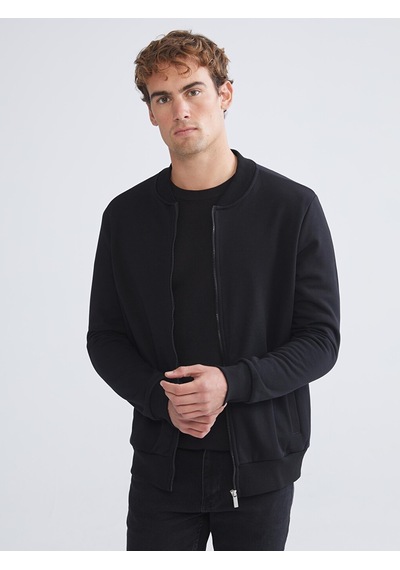 LC Waikiki Lc Waıkıkı Siyah Kolej Yaka Erkek Kalın Fermuarlı Sweatshirt